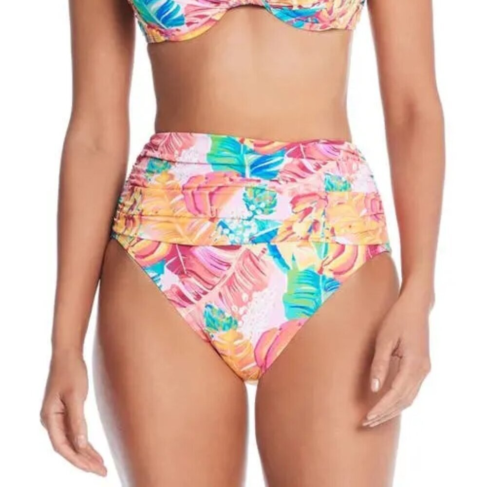 NWT Bleu Rod Beattie I Like It Shirred High Waist Swimsuit Bottoms 14